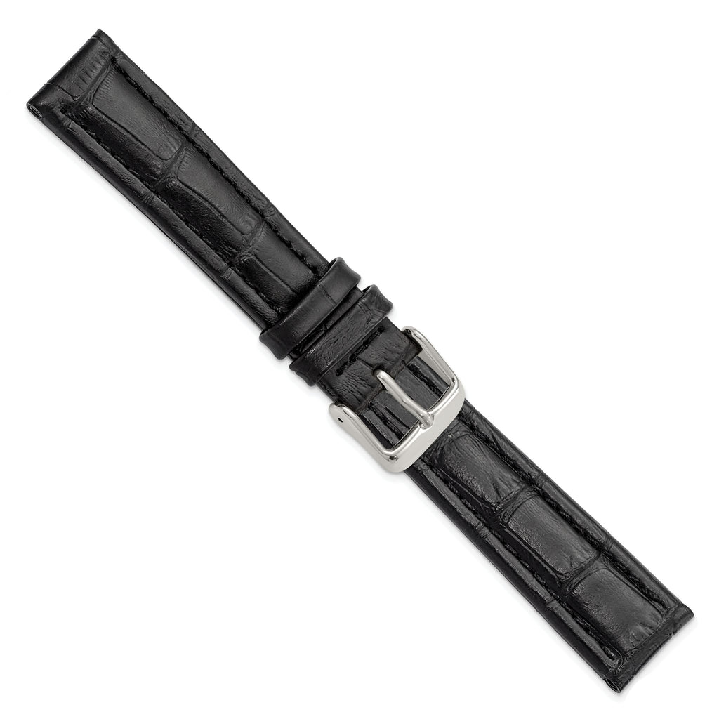 Black Grain Alligator-Grain Watch Band in Leather, Matte - Sophia Jewelers