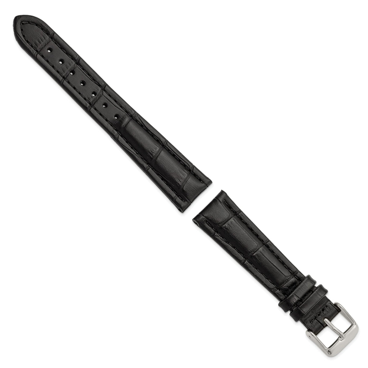 Black Grain Alligator-Grain Watch Band in Leather, Matte - Sophia Jewelers
