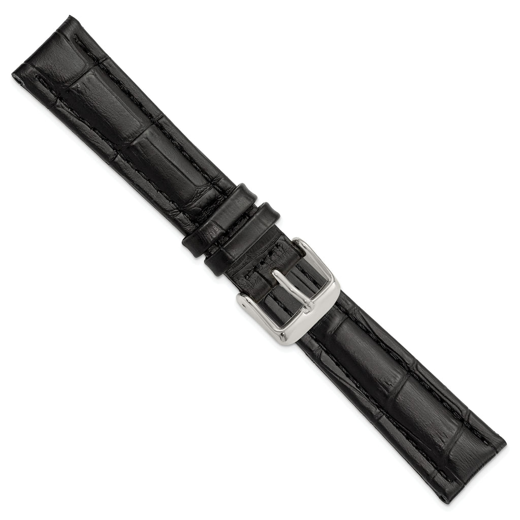 Black Grain Alligator-Grain Watch Band in Leather, Matte - Sophia Jewelers