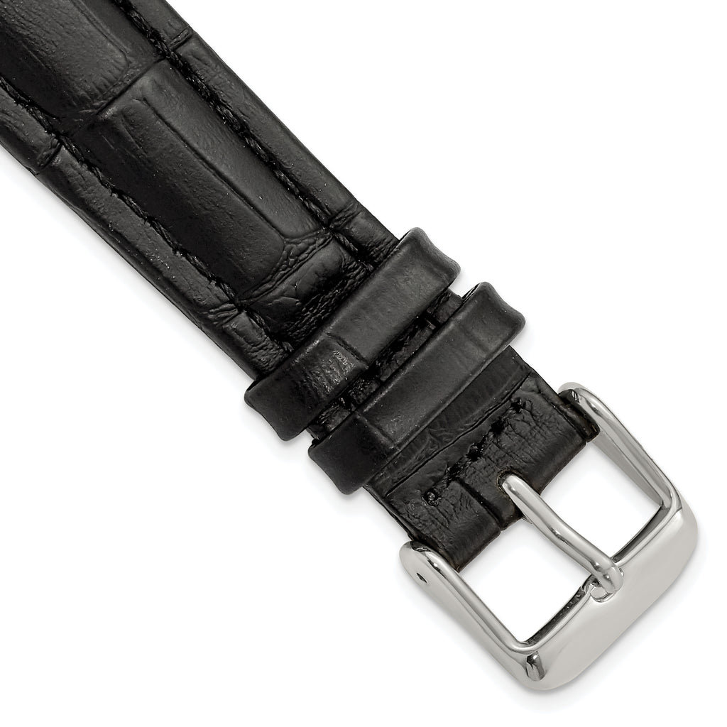 Matte Alligator-Grain Leather Watch Band in Black, 14mm