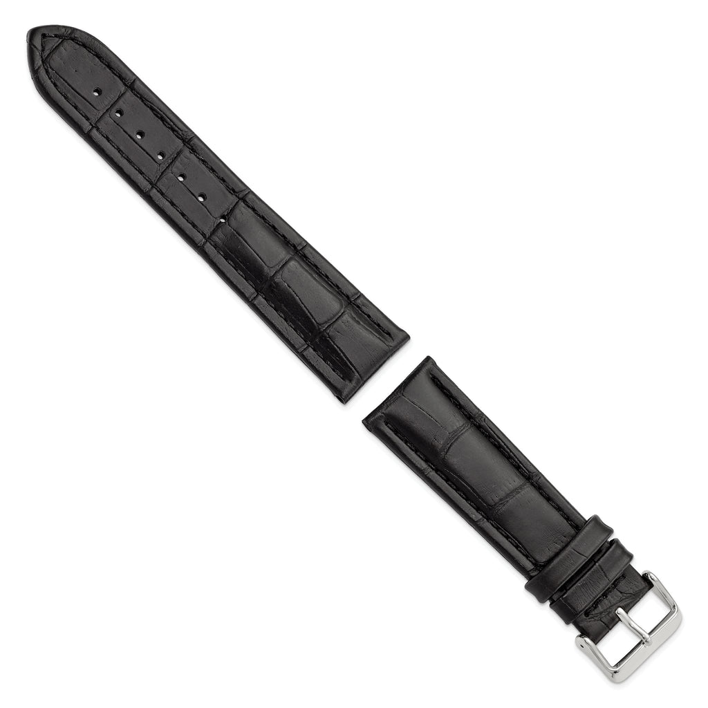 Black Grain Alligator-Grain Watch Band in Leather, Matte - Sophia Jewelers