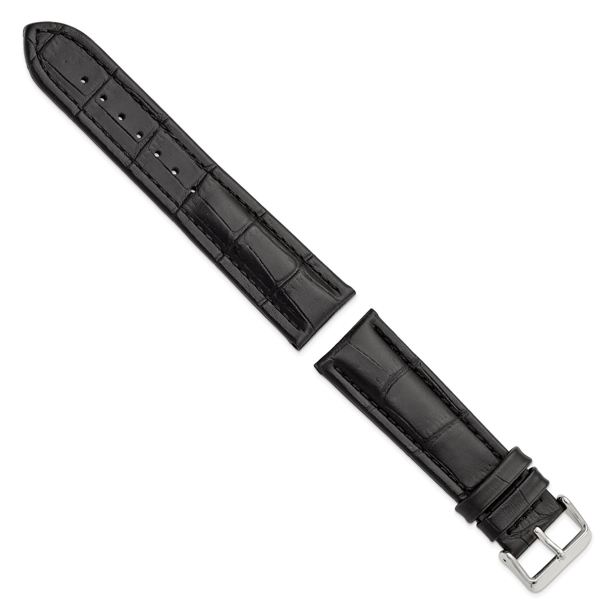 Black Grain Alligator-Grain Watch Band in Leather, Matte - Sophia Jewelers