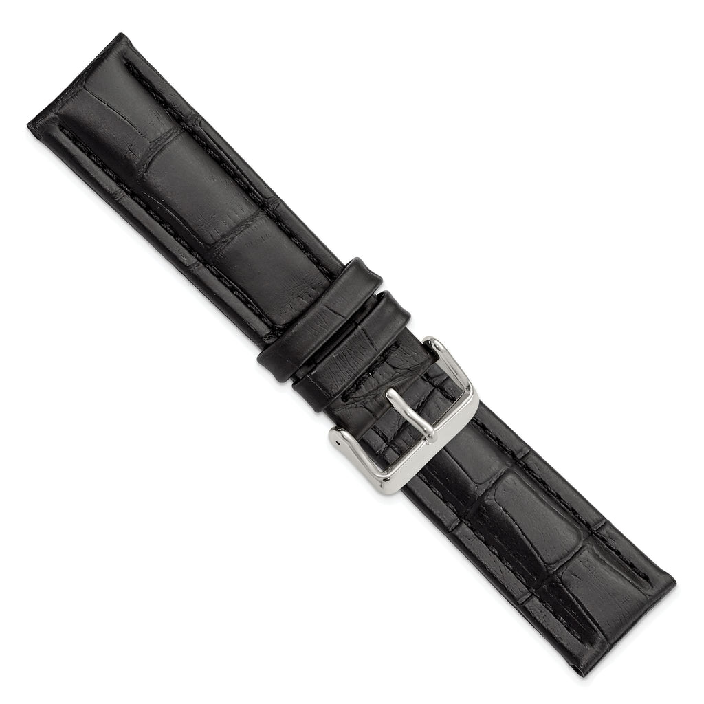 Black Grain Alligator-Grain Watch Band in Leather, Matte - Sophia Jewelers