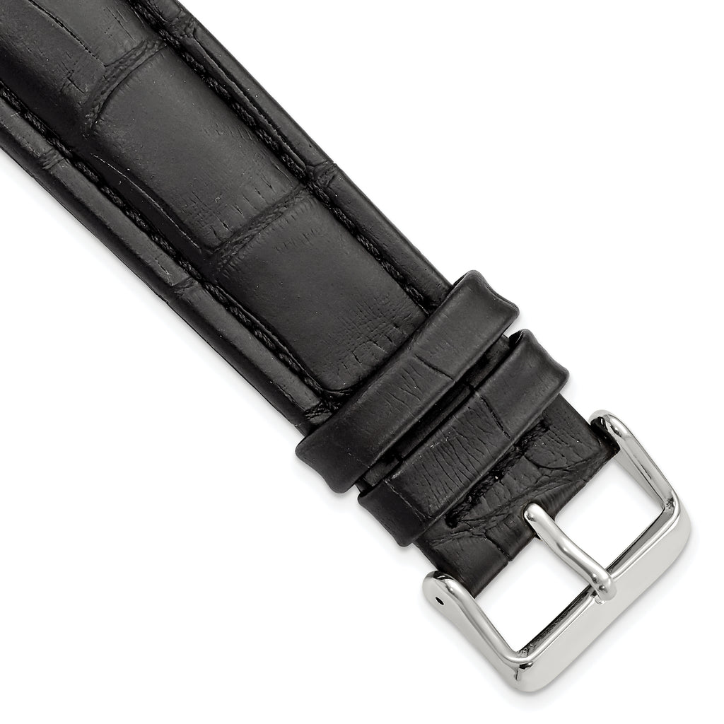 Matte Alligator-Grain Leather Watch Band in Black, 14mm
