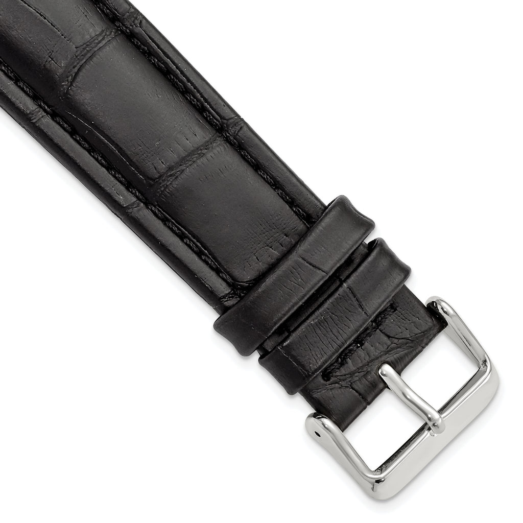 Black Grain Alligator-Grain Watch Band in Leather, Matte - Sophia Jewelers
