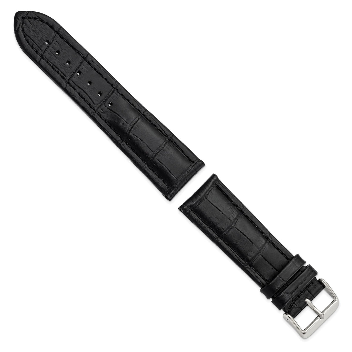 Black Grain Alligator-Grain Watch Band in Leather, Matte - Sophia Jewelers