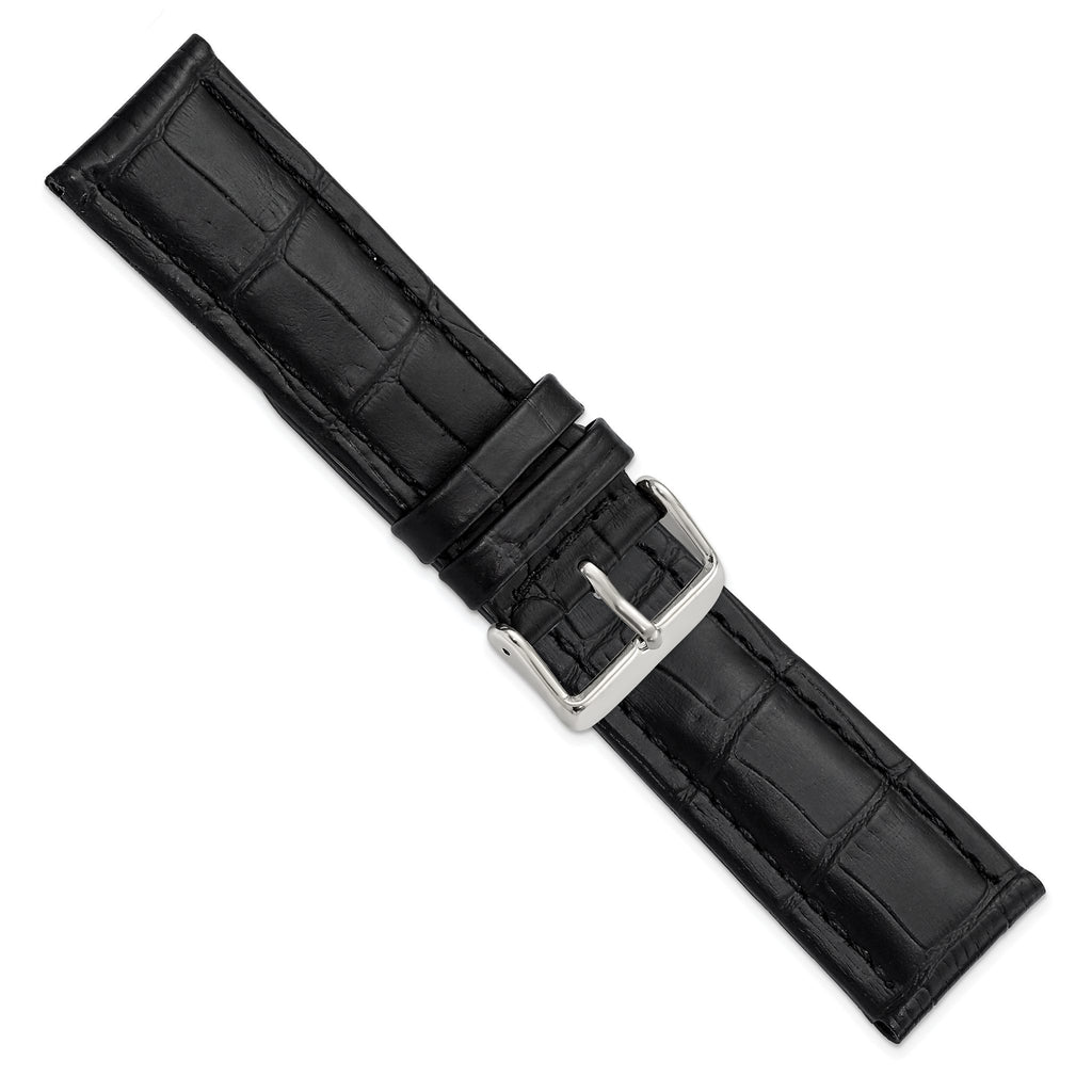 Black Grain Alligator-Grain Watch Band in Leather, Matte - Sophia Jewelers
