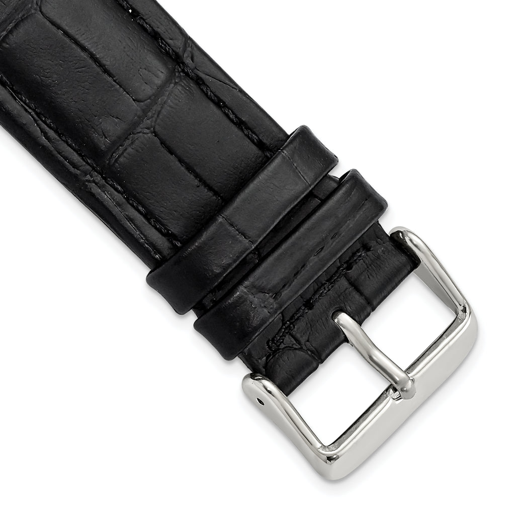 Matte Alligator-Grain Leather Watch Band in Black, 14mm