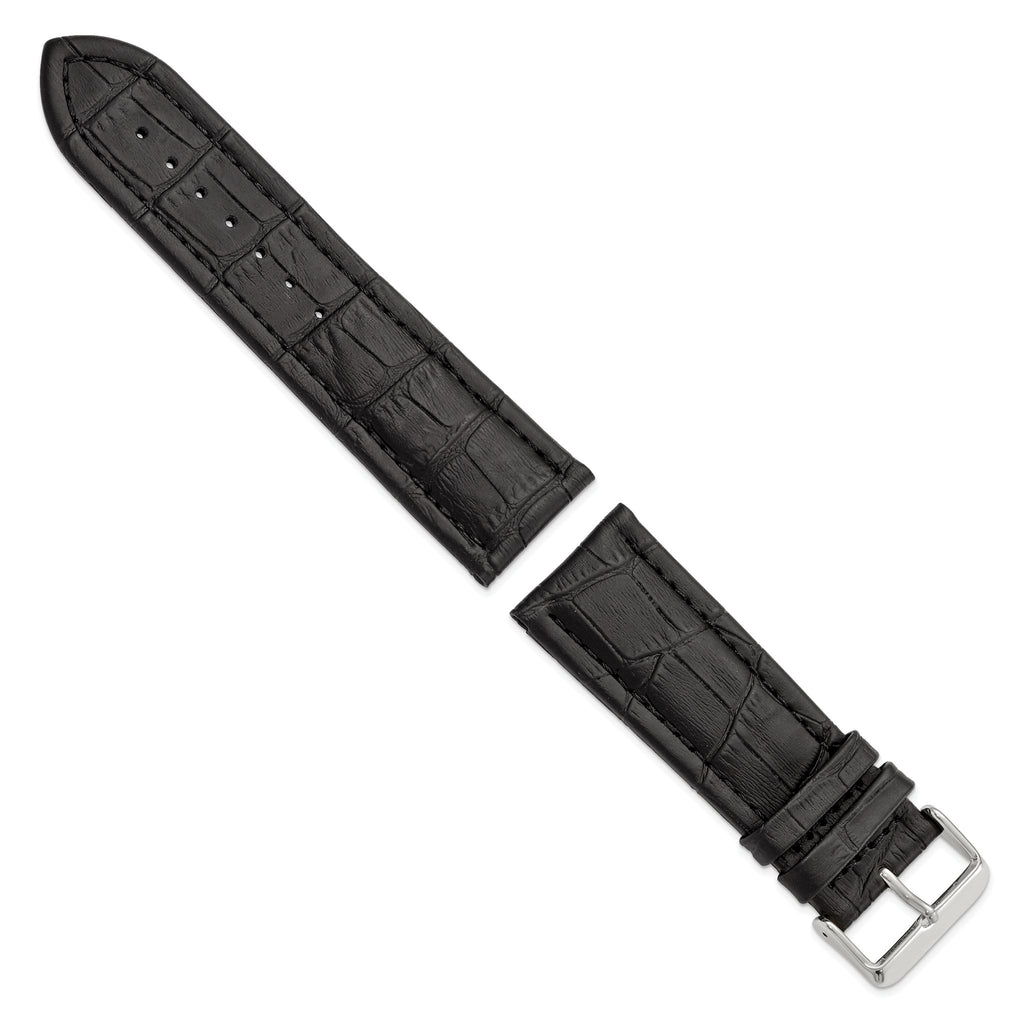 Black Grain Alligator-Grain Watch Band in Leather, Matte - Sophia Jewelers