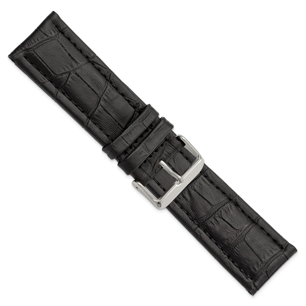 Black Grain Alligator-Grain Watch Band in Leather, Matte - Sophia Jewelers