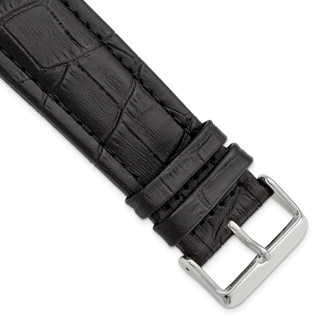 Black Grain Alligator-Grain Watch Band in Leather, Matte - Sophia Jewelers