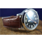 14mm Dark Brown Matte Alligator Grain Leather with Silver-tone Buckle 6.75 inch Watch Band - Sophia Jewelers