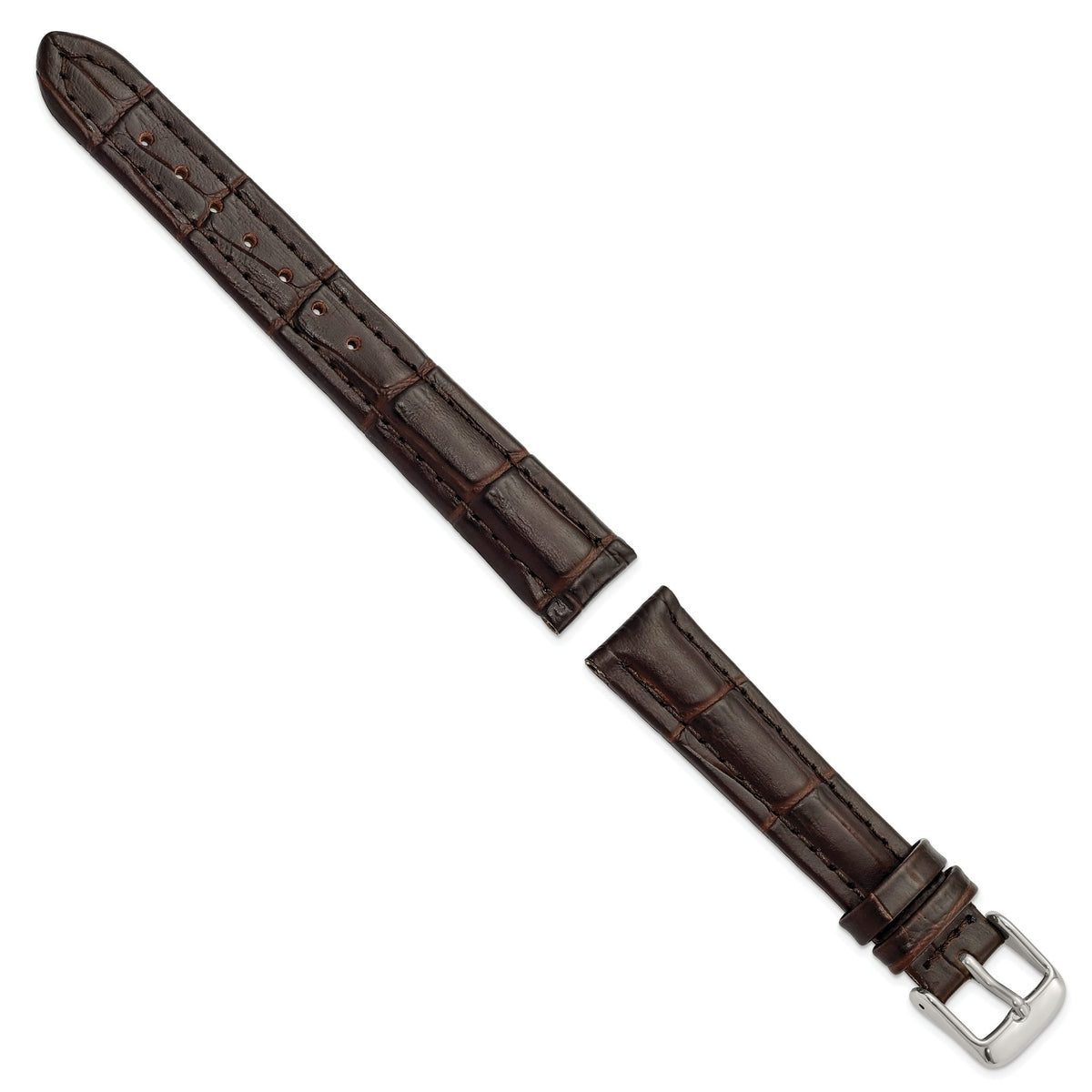 Dark Brown Alligator-Grain Leather Watch Band, 16mm - Sophia Jewelers