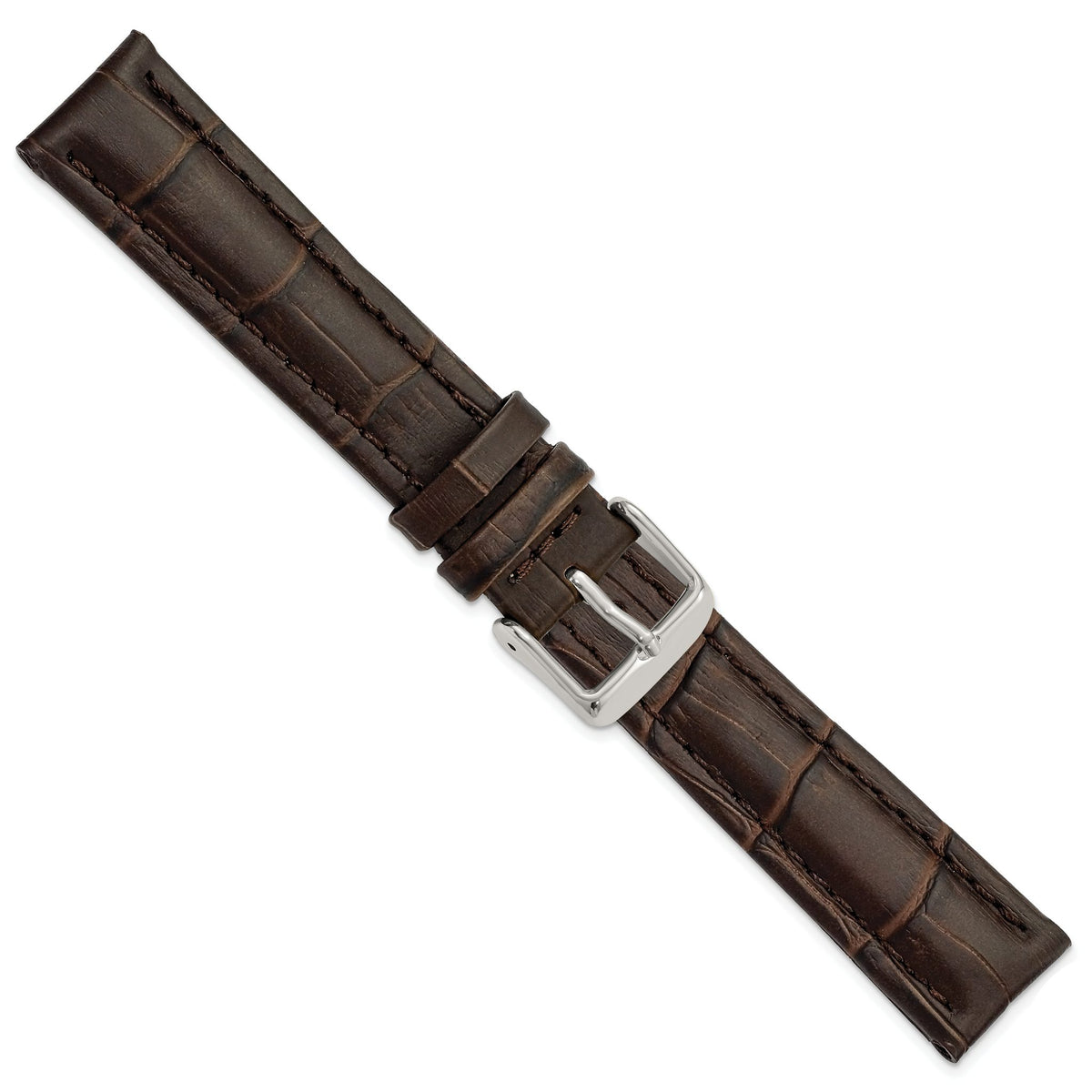 Dark Brown Alligator-Grain Leather Watch Band, 16mm - Sophia Jewelers