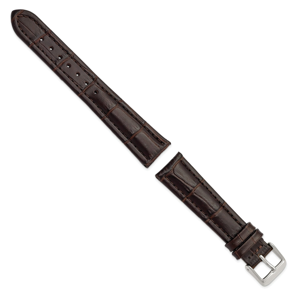 Dark Brown Alligator-Grain Leather Watch Band, 16mm - Sophia Jewelers