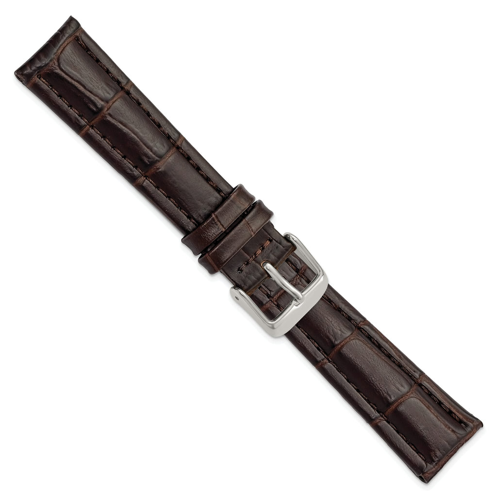 Dark Brown Alligator-Grain Leather Watch Band, 16mm - Sophia Jewelers