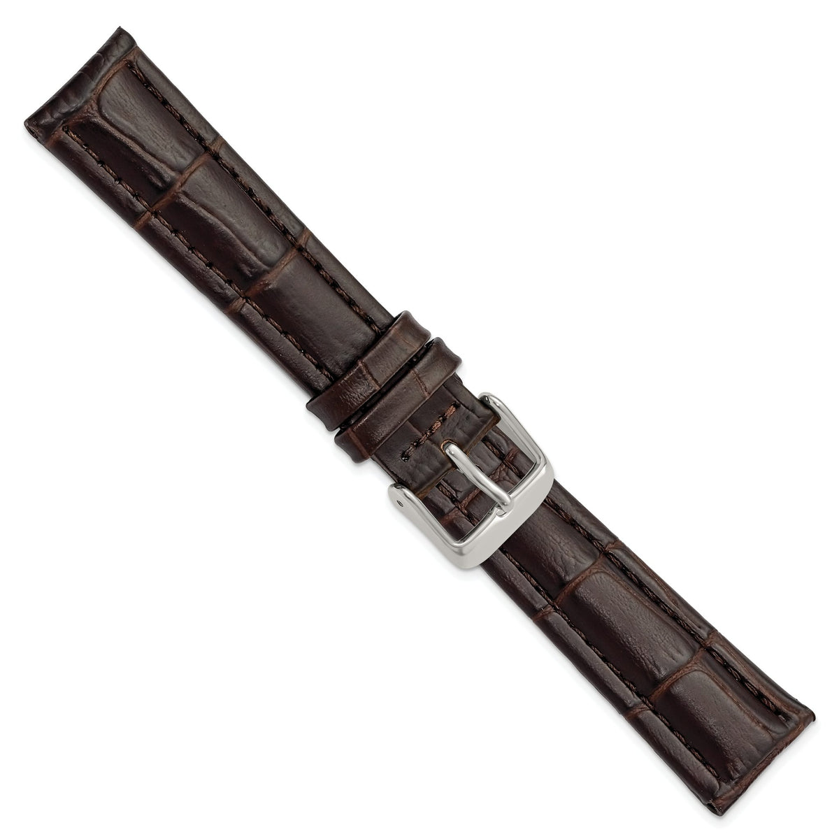 Dark Brown Alligator-Grain Leather Watch Band, 16mm - Sophia Jewelers