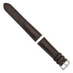 Brown Alligator-Grain Leather Watch Band with Silver-Tone Buckle 22mm