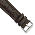 Brown Alligator-Grain Leather Watch Band with Silver-Tone Buckle 22mm