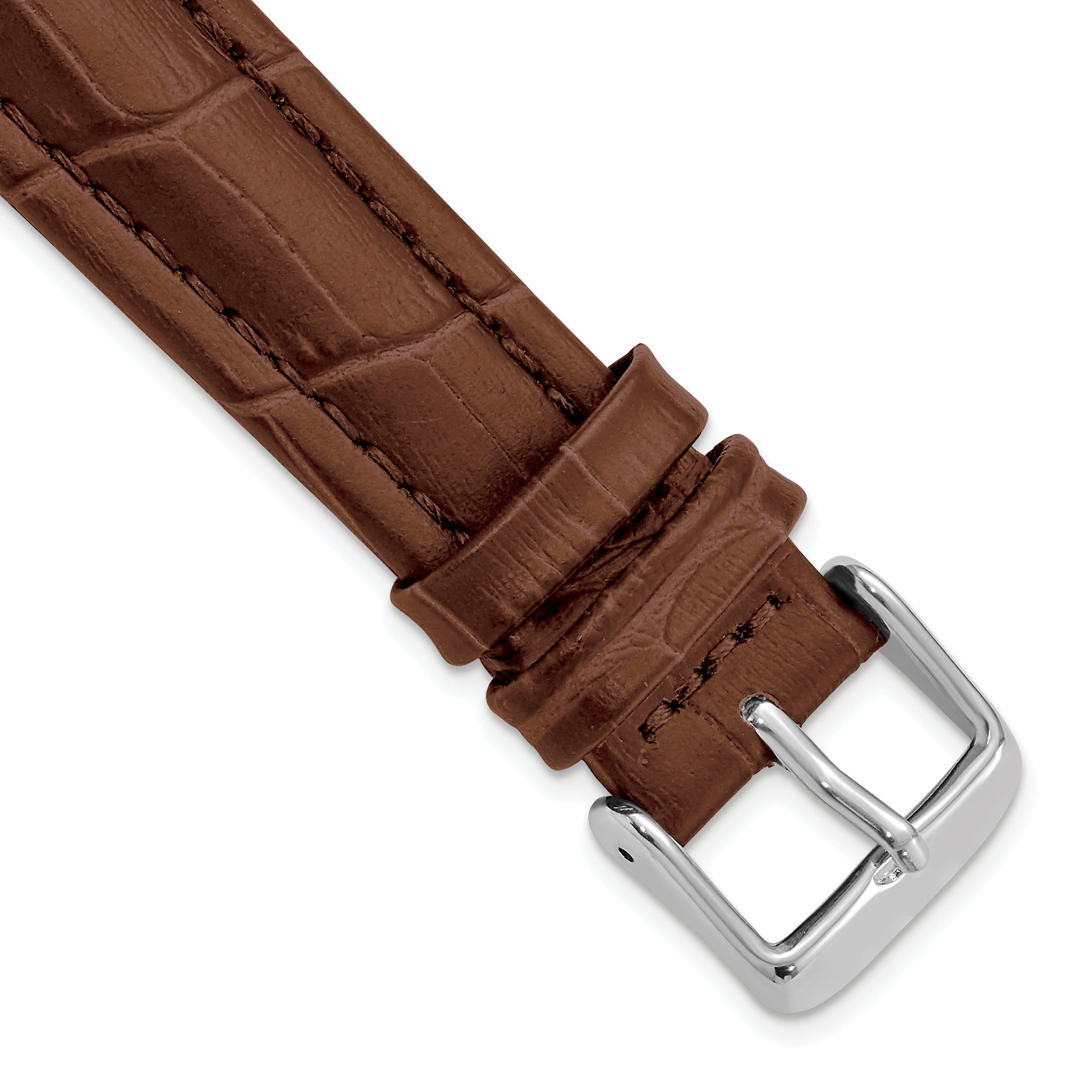 18mm Havana Matte Alligator Grain Leather with Silver-tone Buckle 7.5 inch Watch Band