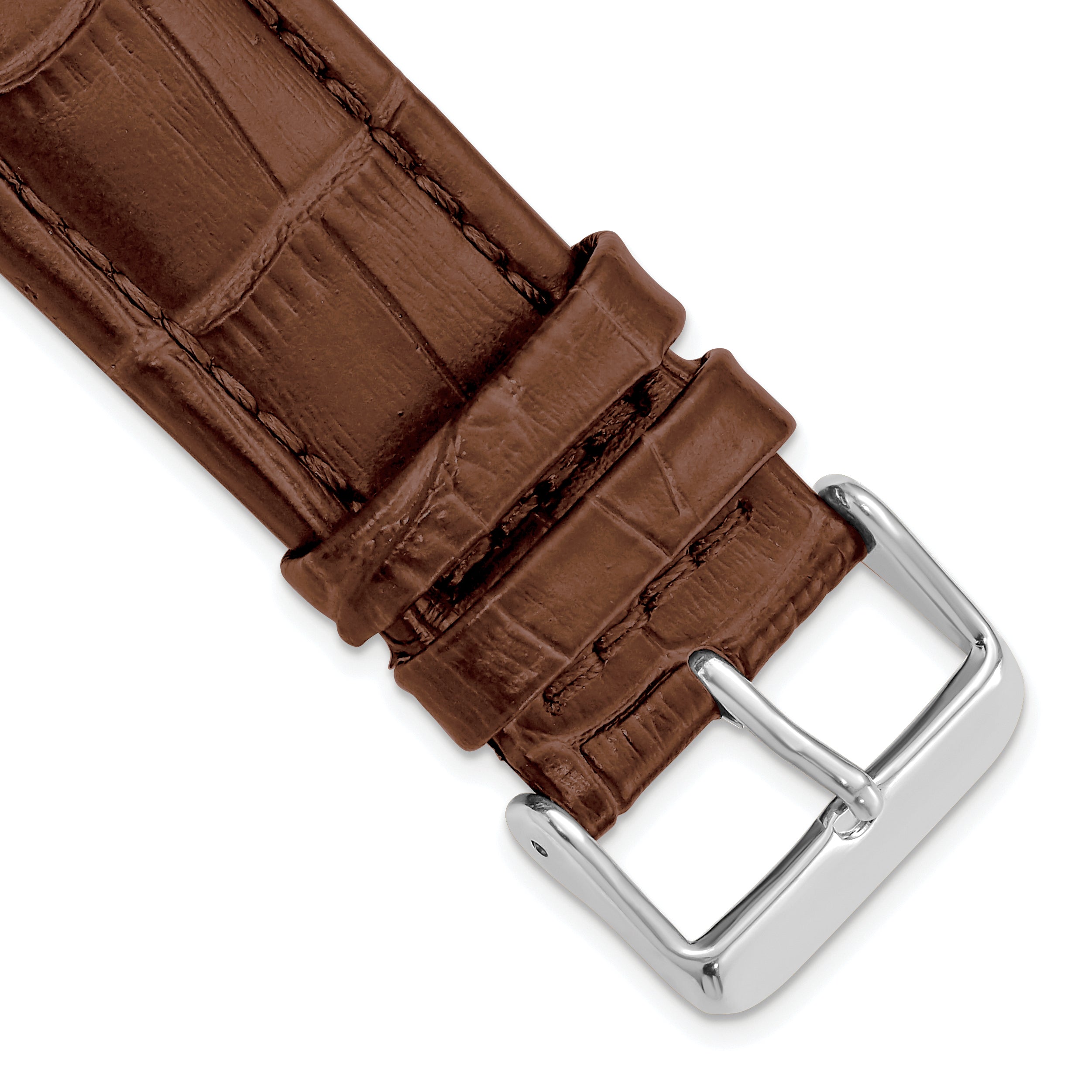 24mm Havana Matte Alligator Grain Leather with Silver-tone Buckle 7.5 inch Watch Band
