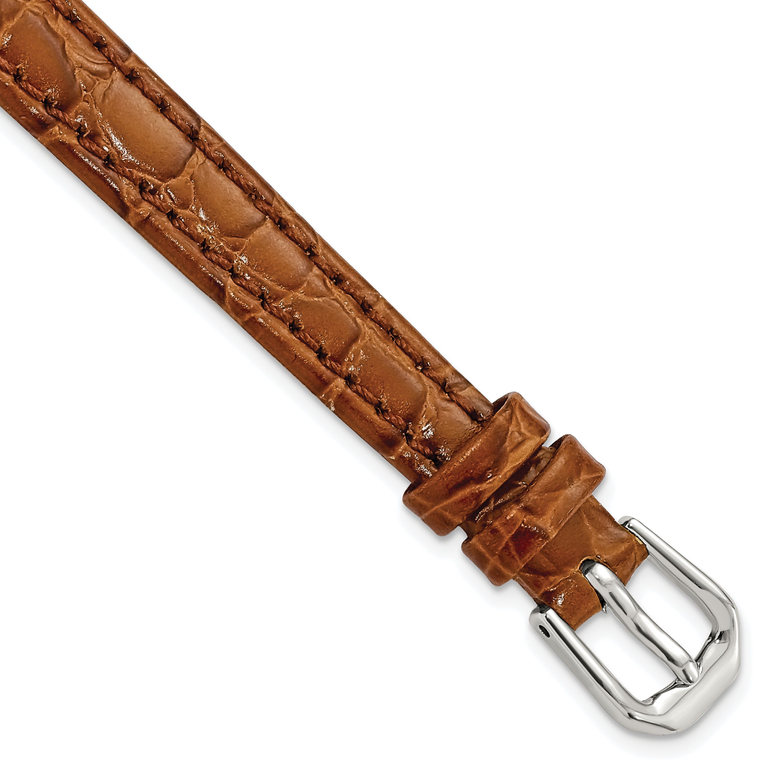10mm Havana Alligator Grain Leather with Silver-tone Buckle 6.75 inch Watch Band Main image