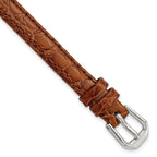 8mm Havana Alligator Grain Leather with Silver-tone Buckle 6.75 inch Watch Band