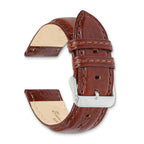 18mm Havana Belting Leather with Brushed Silver-tone Steel Buckle 7.75 inch Watch Band