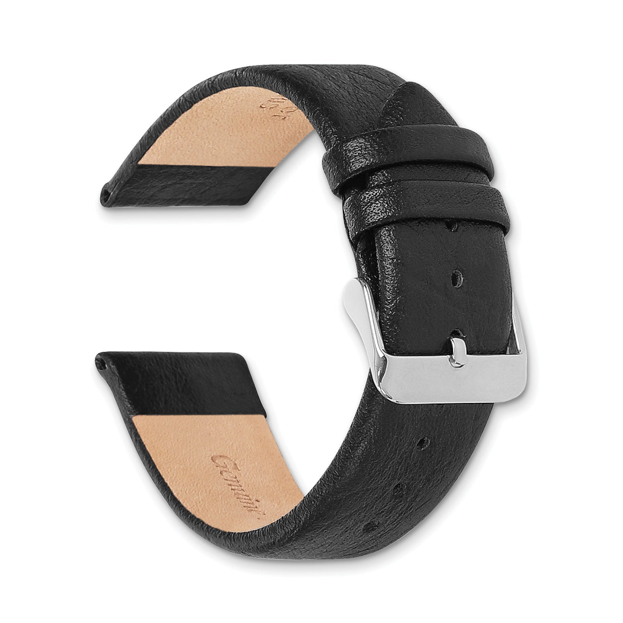18mm Black Distressed Leather with Brushed Stainless Steel Buckle 7.75 inch Watch Band