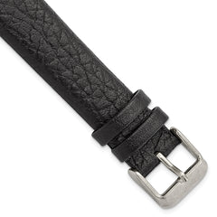 18mm Black Distressed Leather with Brushed Stainless Steel Buckle 7.75 inch Watch Band