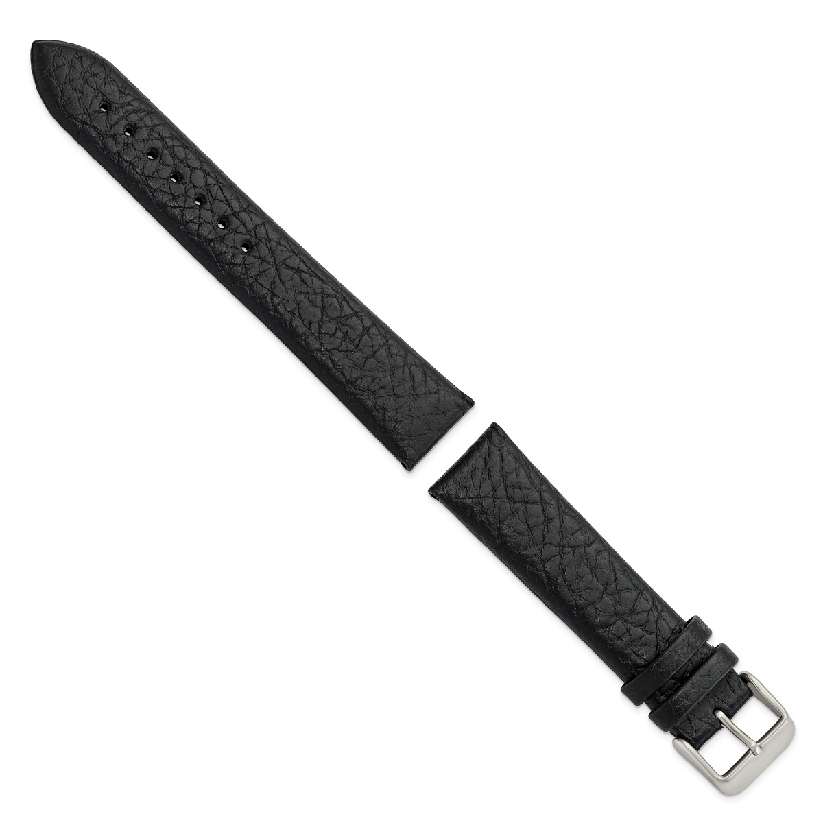 DeBeer 20mm Black Distressed Leather with Brushed Stainless Steel Buckle 7.75 inch Watch Band
