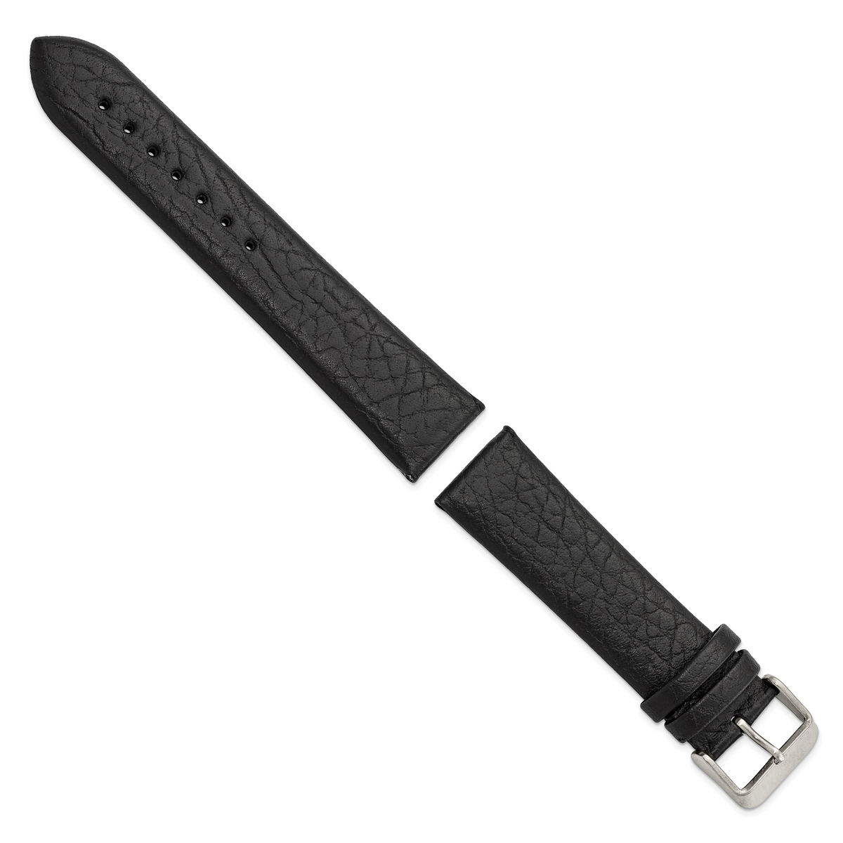DeBeer 22mm Black Distressed Leather with Brushed Stainless Steel Buckle 7.75 inch Watch Band