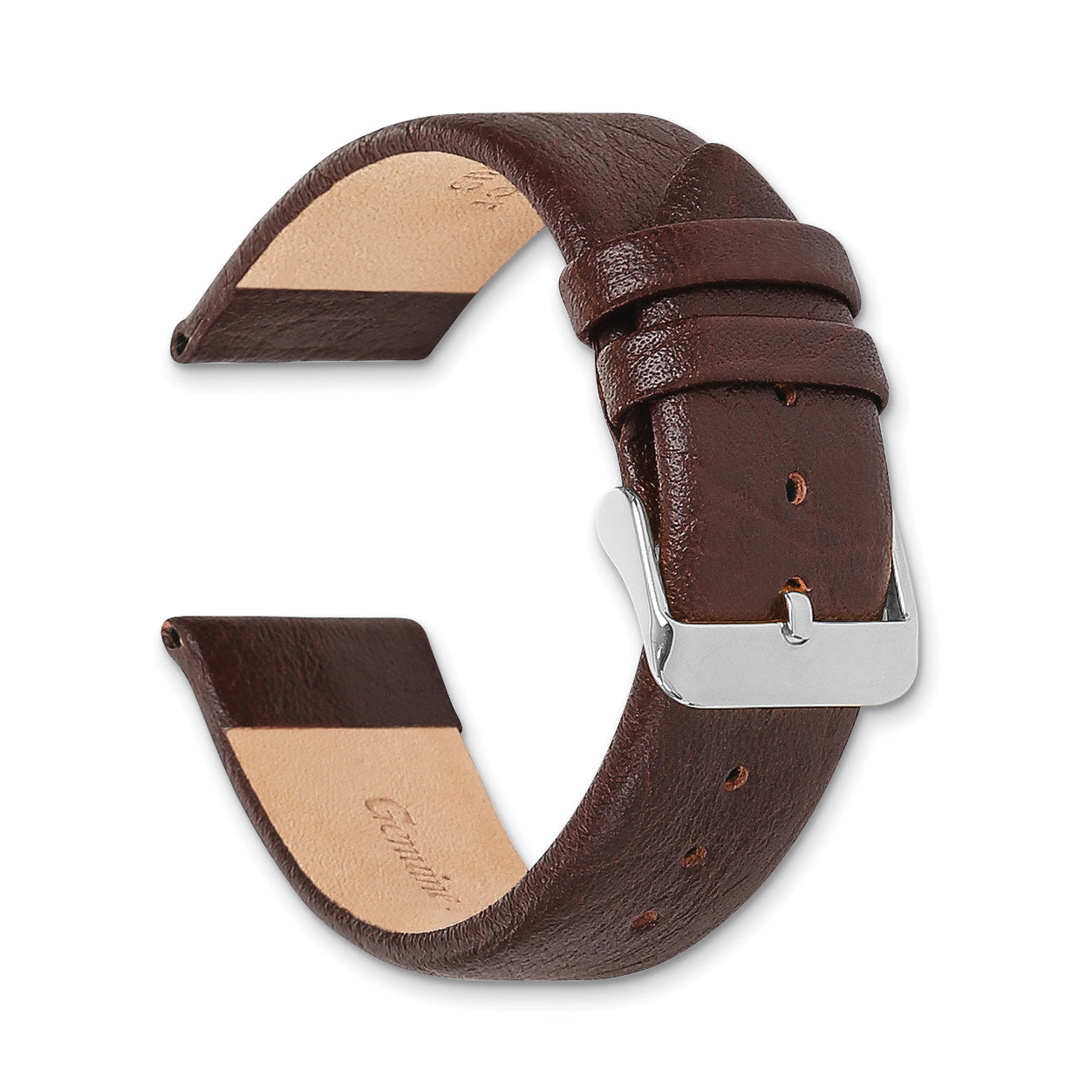 18mm Dark Brown Distressed Leather with Brushed Stainless Steel Buckle 7.75 inch Watch Band