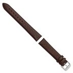 18mm Dark Brown Distressed Leather with Brushed Stainless Steel Buckle 7.75 inch Watch Band