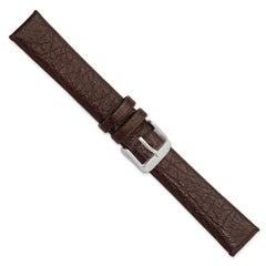 18mm Dark Brown Distressed Leather with Brushed Stainless Steel Buckle 7.75 inch Watch Band