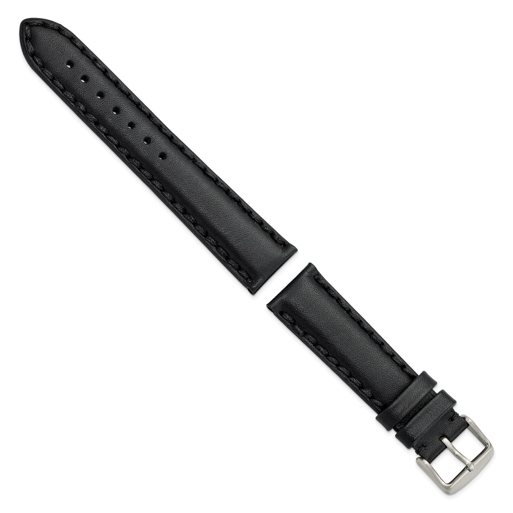 Oil Black Watch Band in Leather, Matte - Sophia Jewelers