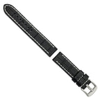 White Stitching Alligator-Grain Black Watch Band in Leather, Matte - Sophia Jewelers