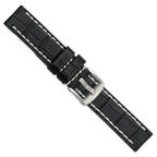 White Stitching Alligator-Grain Black Watch Band in Leather, Matte - Sophia Jewelers