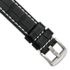 White Stitching Alligator-Grain Black Watch Band in Leather, Matte - Sophia Jewelers