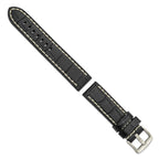 White Stitching Alligator-Grain Black Watch Band in Leather, Matte - Sophia Jewelers