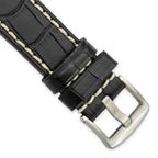 White Stitching Alligator-Grain Black Watch Band in Leather, Matte - Sophia Jewelers