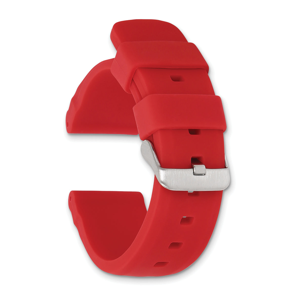 20mm Red Silicone Rubber with Brushed Stainless Steel Buckle 8 inch Watch Band
