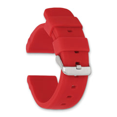 20mm Red Silicone Rubber with Brushed Stainless Steel Buckle 8 inch Watch Band