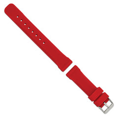 20mm Red Silicone Rubber with Brushed Stainless Steel Buckle 8 inch Watch Band