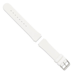 18mm White Silicone Rubber with Brushed Stainless Steel Buckle  7.75 inch Watch Band