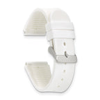 18mm White Silicone Rubber with Brushed Stainless Steel Buckle  7.75 inch Watch Band