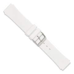 18mm White Silicone Rubber with Brushed Stainless Steel Buckle  7.75 inch Watch Band