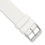 18mm White Silicone Rubber with Brushed Stainless Steel Buckle  7.75 inch Watch Band