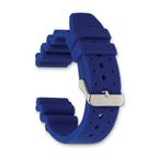 20mm Blue Silicone Rubber with Brushed Stainless Steel Buckle 8.5 inch Watch Band - Sophia Jewelers