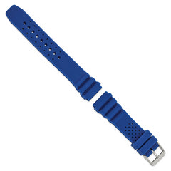 20mm Blue Silicone Rubber with Brushed Stainless Steel Buckle 8.5 inch Watch Band